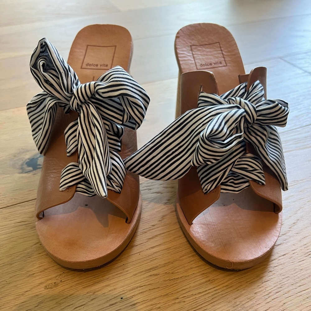 Dolce Vita “Amber” Lace-Up Heeled Mule Sandals